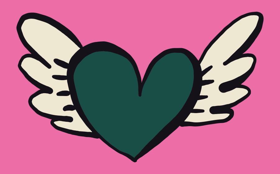 pink book cover with a winged heart and the title the artist academic