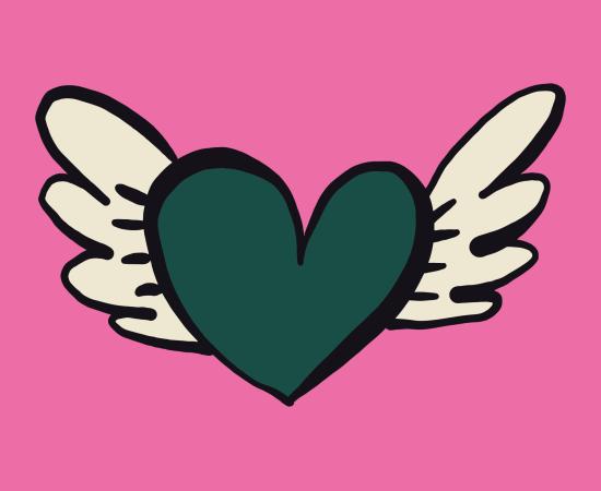 pink book cover with a winged heart and the title the artist academic